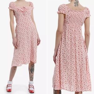 Sweet Society Strawberry Empire Midi Dress Pink Size Medium